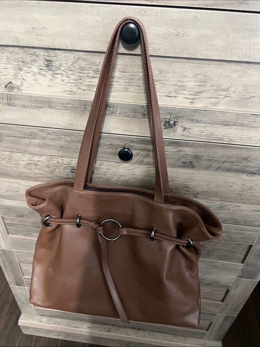 Italy made, Brown Leather Shoulder Tote